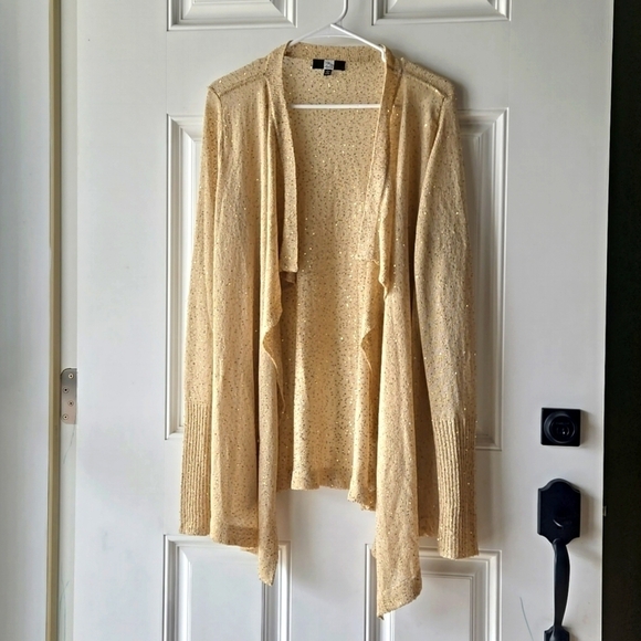 Saks Fifth Avenue Gold Sequin Cardigan - Picture 1 of 8
